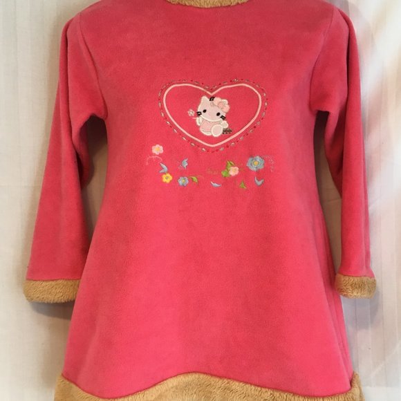 Hello Kitty Character Girl's Nightgown Dress Warm Fleece Pajamas Pink Vtg Sz 7 - Picture 8 of 10